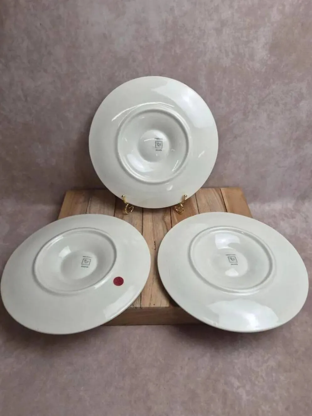 Lot de 3 assiettes à huîtres / coquillages Chantilly France – blanc craquelé