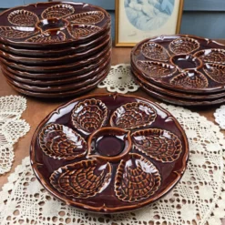 Lot de 12 assiettes à huîtres – France – vintage – Ø23,5 cm