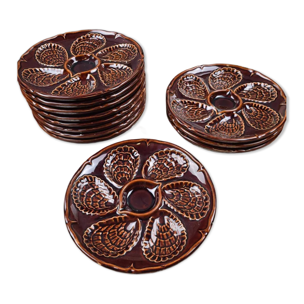Lot de 12 assiettes à huîtres – France – vintage – Ø23,5 cm
