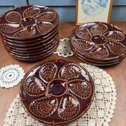 Lot de 12 assiettes à huîtres – France – vintage – Ø23,5 cm