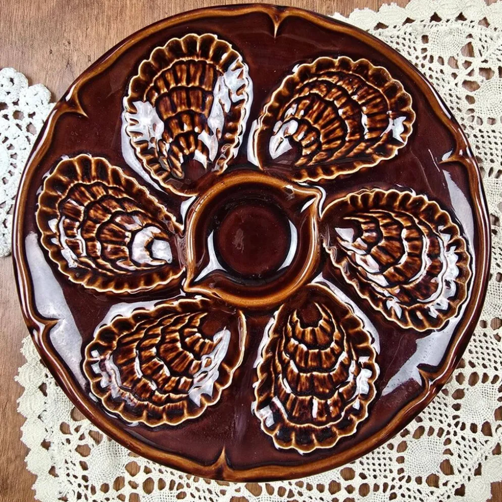 Lot de 12 assiettes à huîtres – France – vintage – Ø23,5 cm