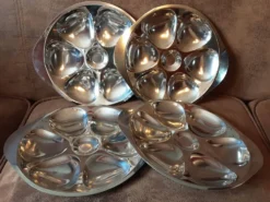 Lot de 4 assiettes huîtres métal