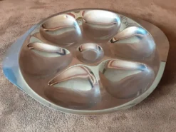 Lot de 4 assiettes huîtres métal