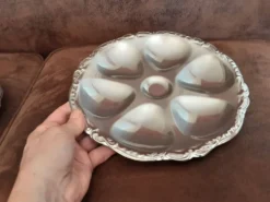 Lot de 5 assiettes huîtres métal