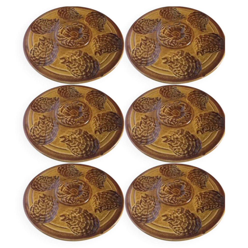 Lot de 6 assiettes à huîtres Sarreguemines