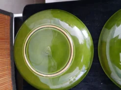 Lot de 6 assiettes à huîtres vertes 25 cm – C.E.S France – Très bon état