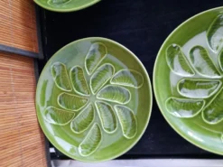 Lot de 6 assiettes à huîtres vertes 25 cm – C.E.S France – Très bon état