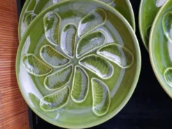 Lot de 6 assiettes à huîtres vertes 25 cm – C.E.S France – Très bon état