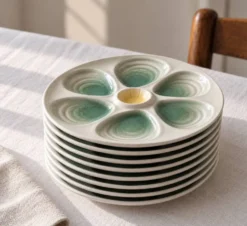 Lot de 9 assiettes à huîtres vintage Salins France