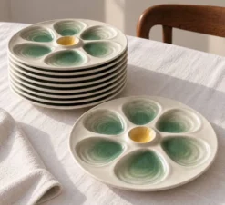 Lot de 9 assiettes à huîtres vintage Salins France