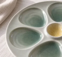 Lot de 9 assiettes à huîtres vintage Salins France