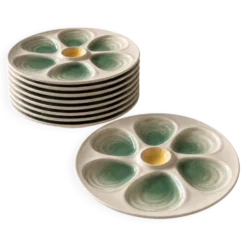 Lot de 9 assiettes à huîtres vintage Salins France
