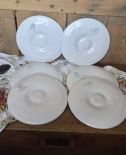 Lot de 6 Assiettes à Huîtres Vintage Orchies Moulin des Loups – Vert A