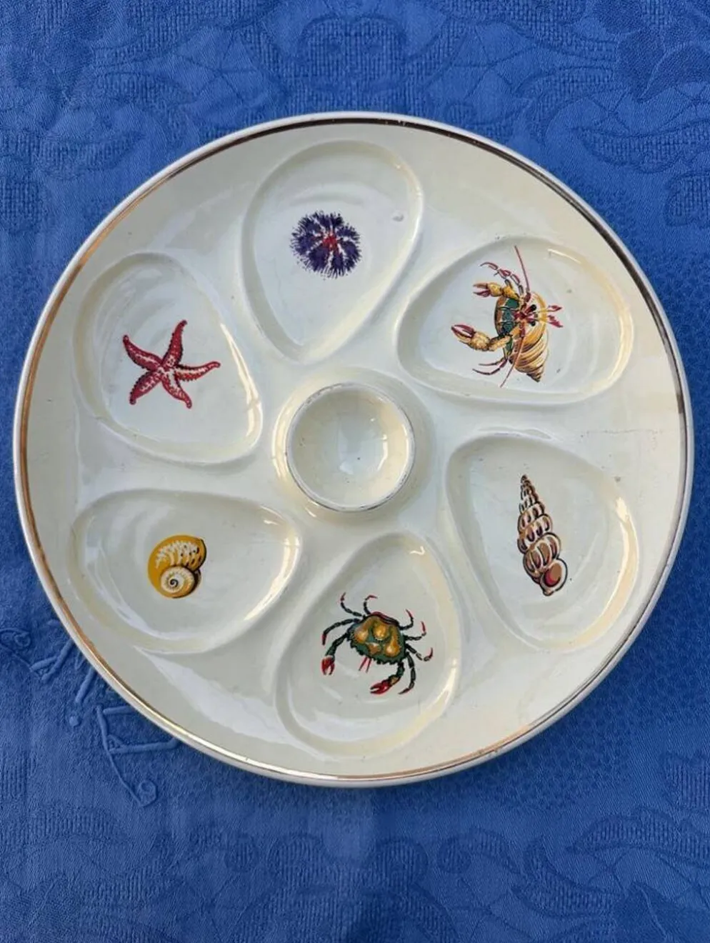 Lot de 4 assiettes à Huîtres Vintage crème Salins France