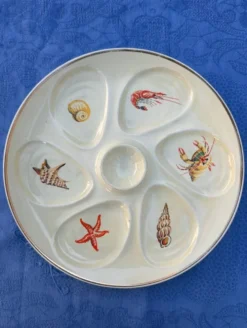 Lot de 4 assiettes à Huîtres Vintage crème Salins France