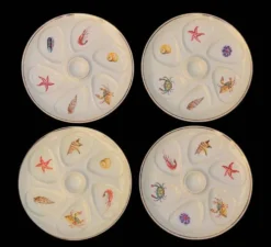 Lot de 4 assiettes à Huîtres Vintage crème Salins France
