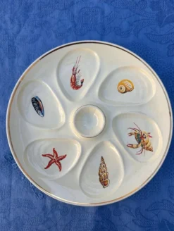 Lot de 4 assiettes à Huîtres Vintage crème Salins France