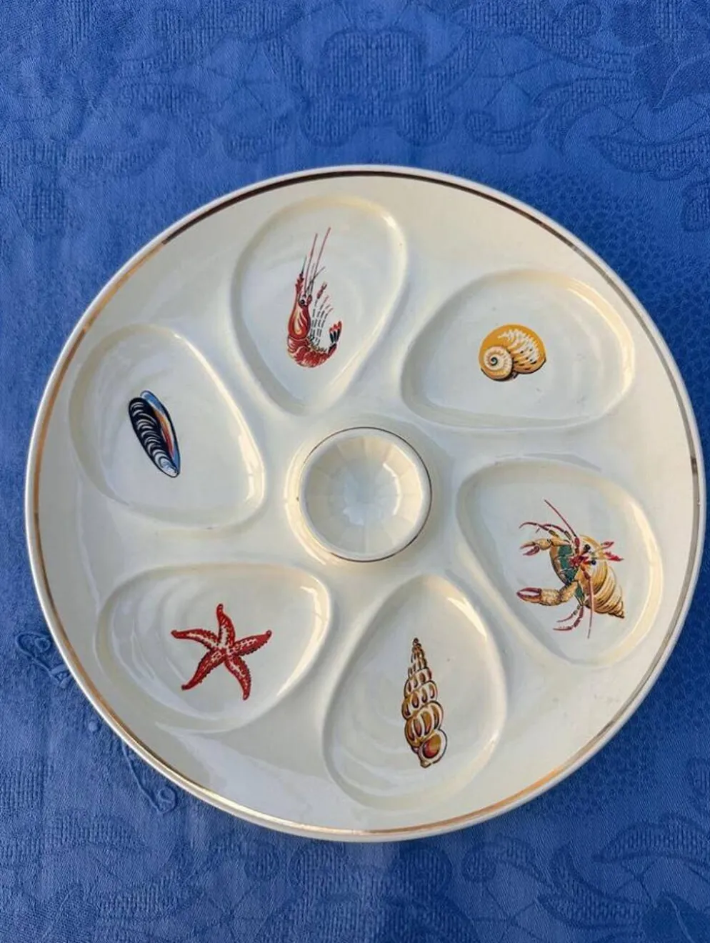 Lot de 4 assiettes à Huîtres Vintage crème Salins France
