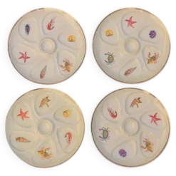 Lot de 4 assiettes à Huîtres Vintage crème Salins France