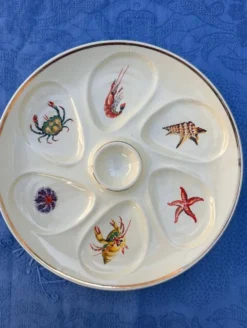 Lot de 4 assiettes à Huîtres Vintage crème Salins France