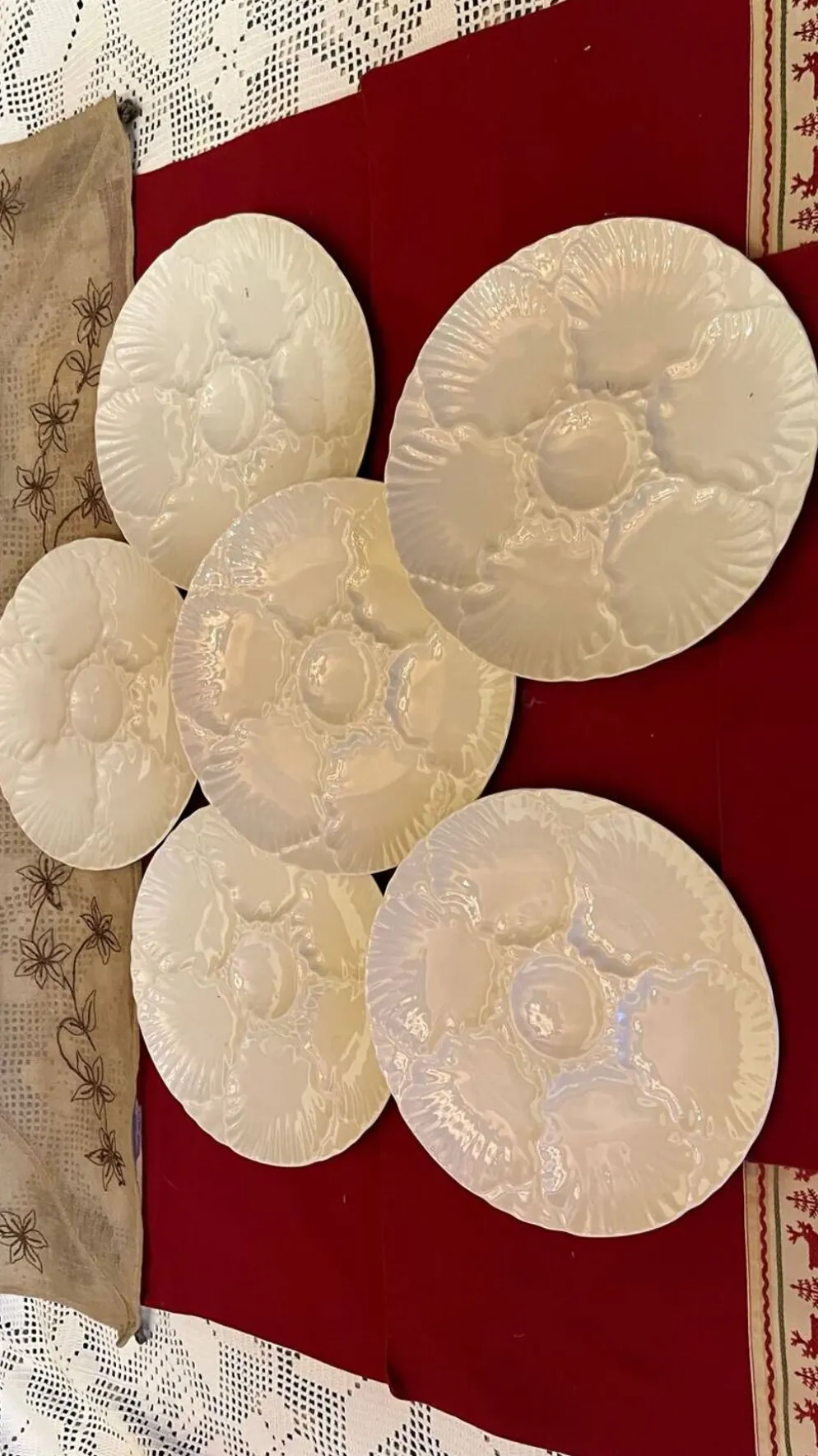 Lot de 6 assiettes à huîtres vintage