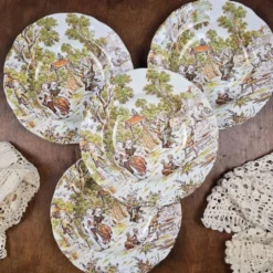 Lot de 4 assiettes Lunéville Tradition – Décor ancien pastoral