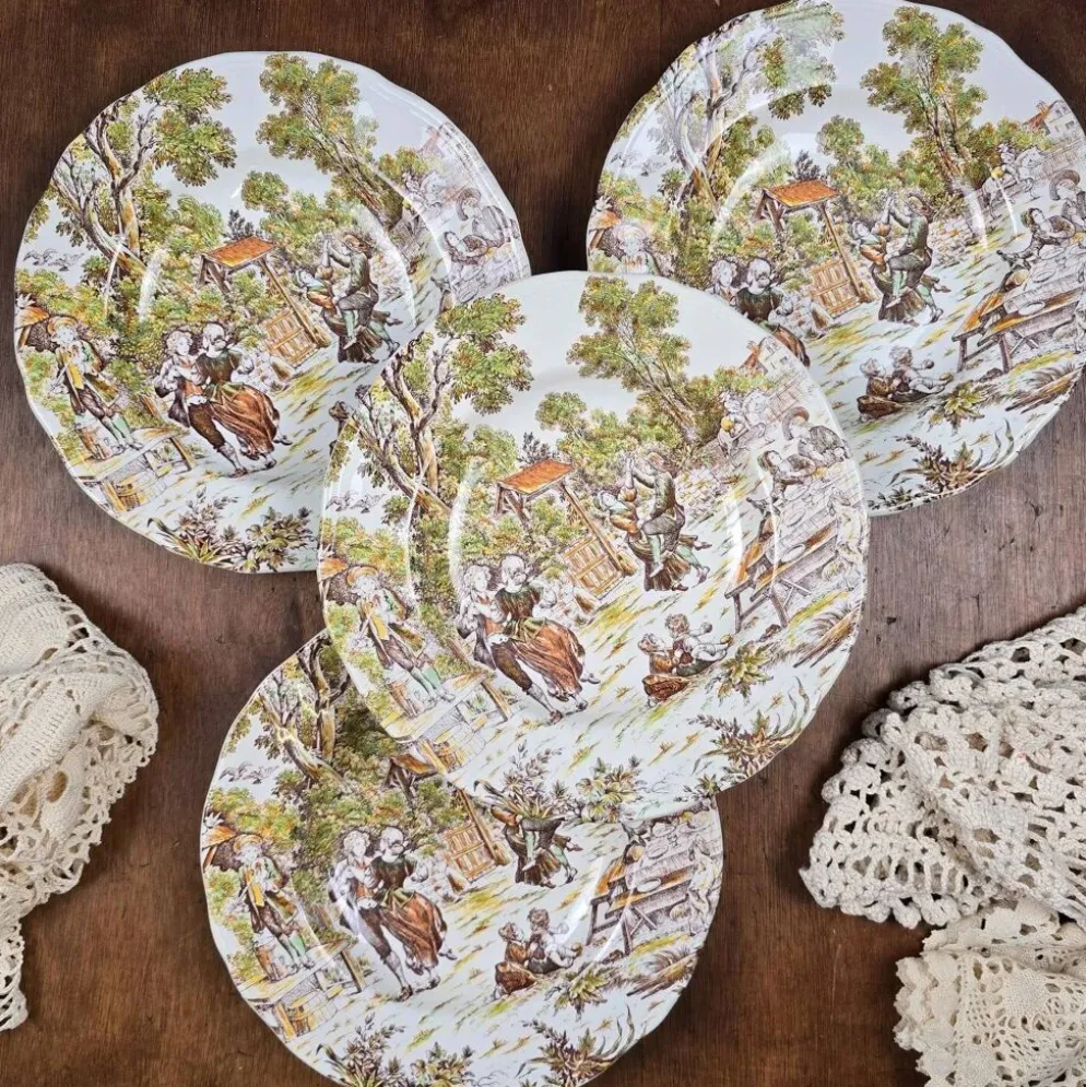 Lot de 4 assiettes Lunéville Tradition – Décor ancien pastoral