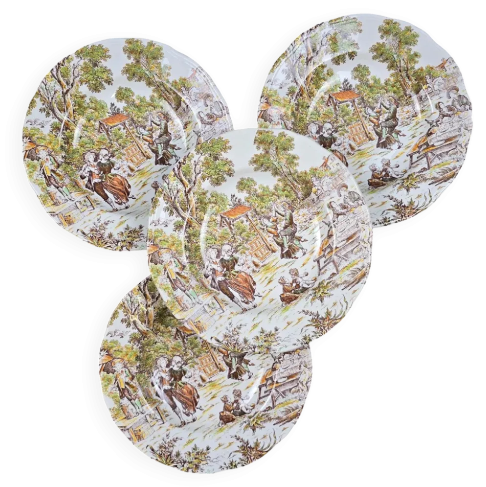 Lot de 4 assiettes Lunéville Tradition – Décor ancien pastoral