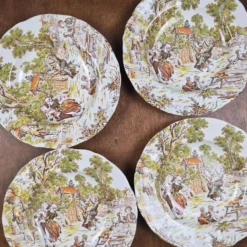 Lot de 4 assiettes Lunéville Tradition – Décor ancien pastoral