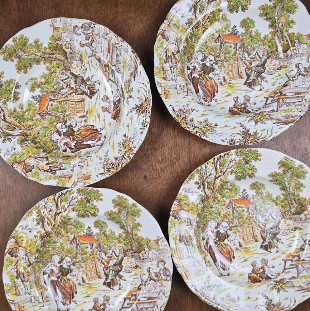 Lot de 4 assiettes Lunéville Tradition – Décor ancien pastoral