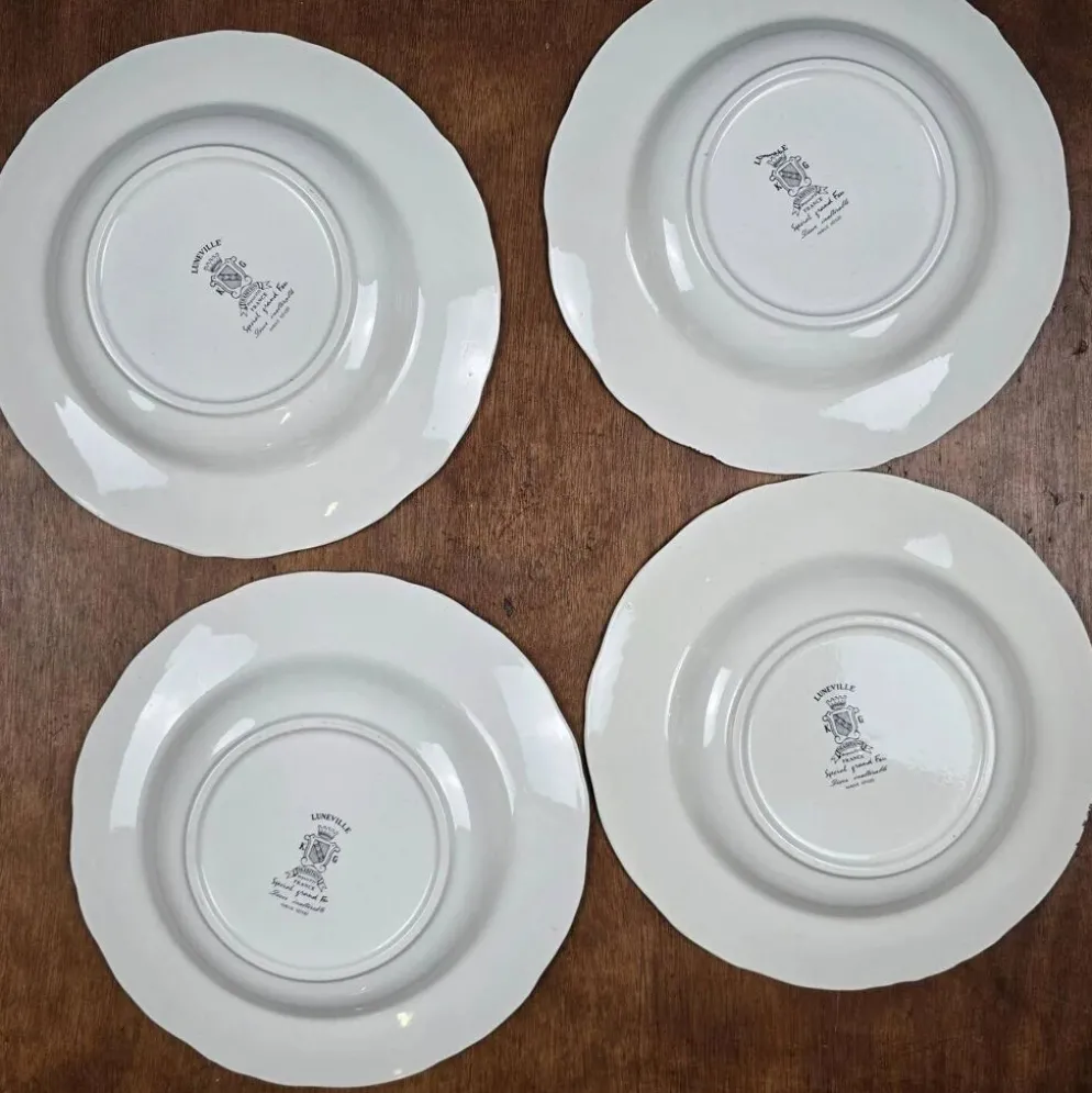 Lot de 4 assiettes Lunéville Tradition – Décor ancien pastoral