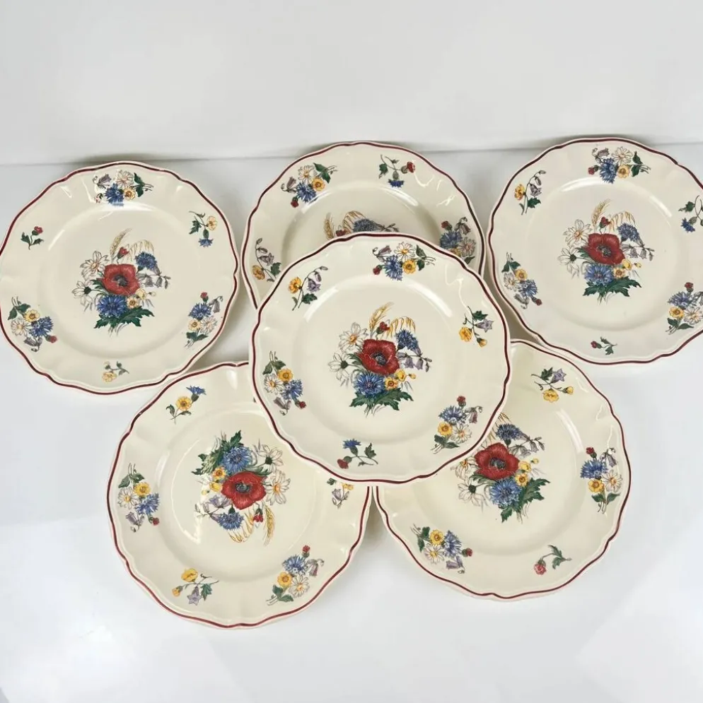 Lot de 6 assiettes plates "Agreste" Sarreguemines, XXe s.