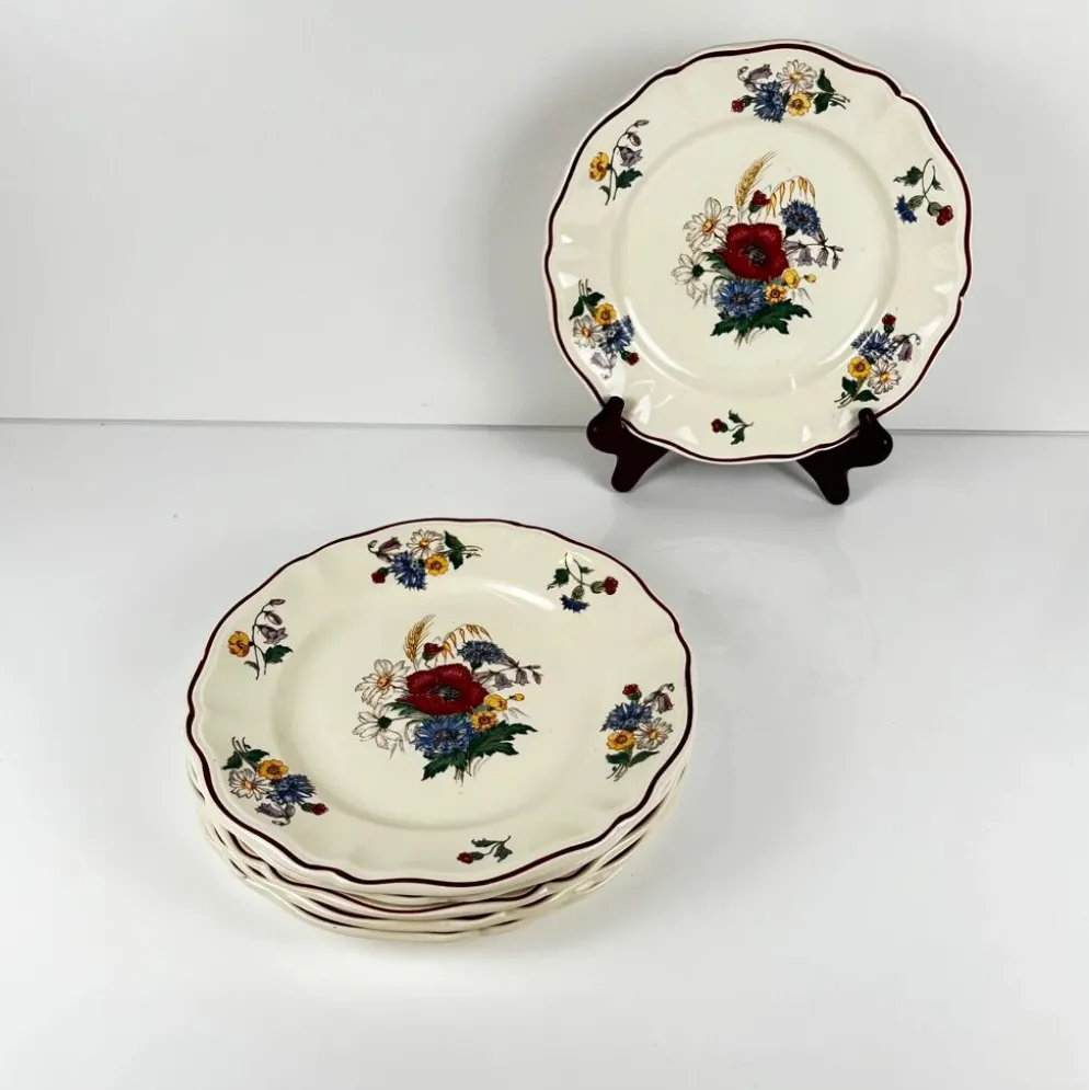 Lot de 6 assiettes plates "Agreste" Sarreguemines, XXe s.