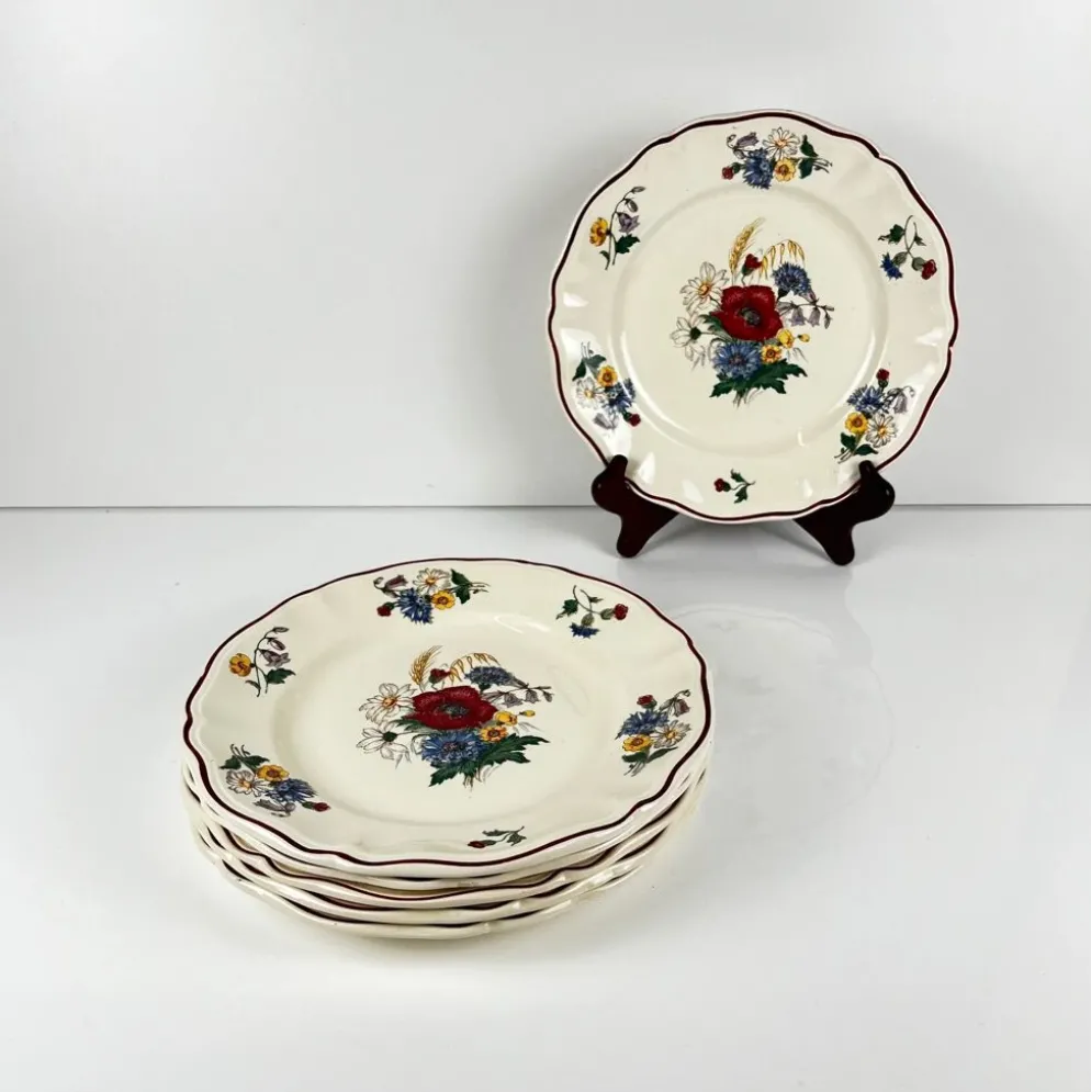 Lot de 6 assiettes plates "Agreste" Sarreguemines, XXe s.