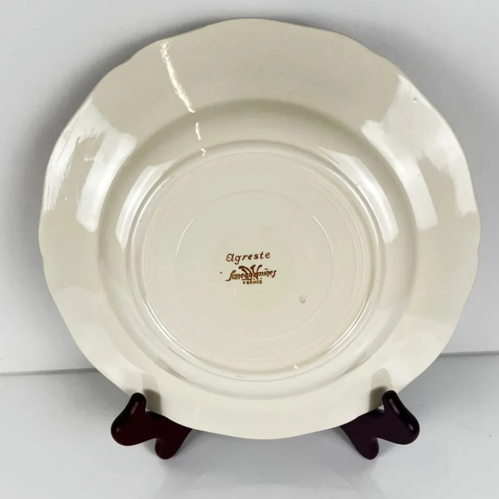 Lot de 6 assiettes plates "Agreste" Sarreguemines, XXe s.