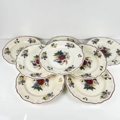 Lot de 8 assiettes plates "Agreste" Sarreguemines, XXe s.