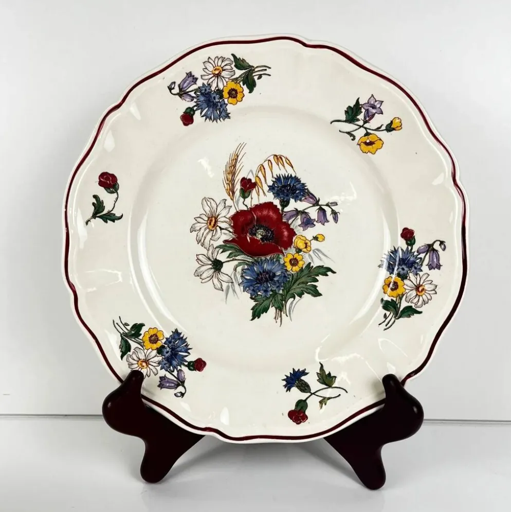 Lot de 8 assiettes plates "Agreste" Sarreguemines, XXe s.