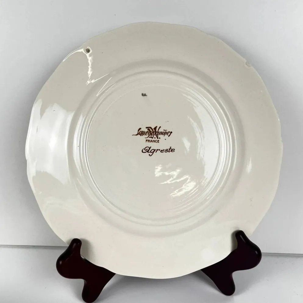 Lot de 8 assiettes plates "Agreste" Sarreguemines, XXe s.