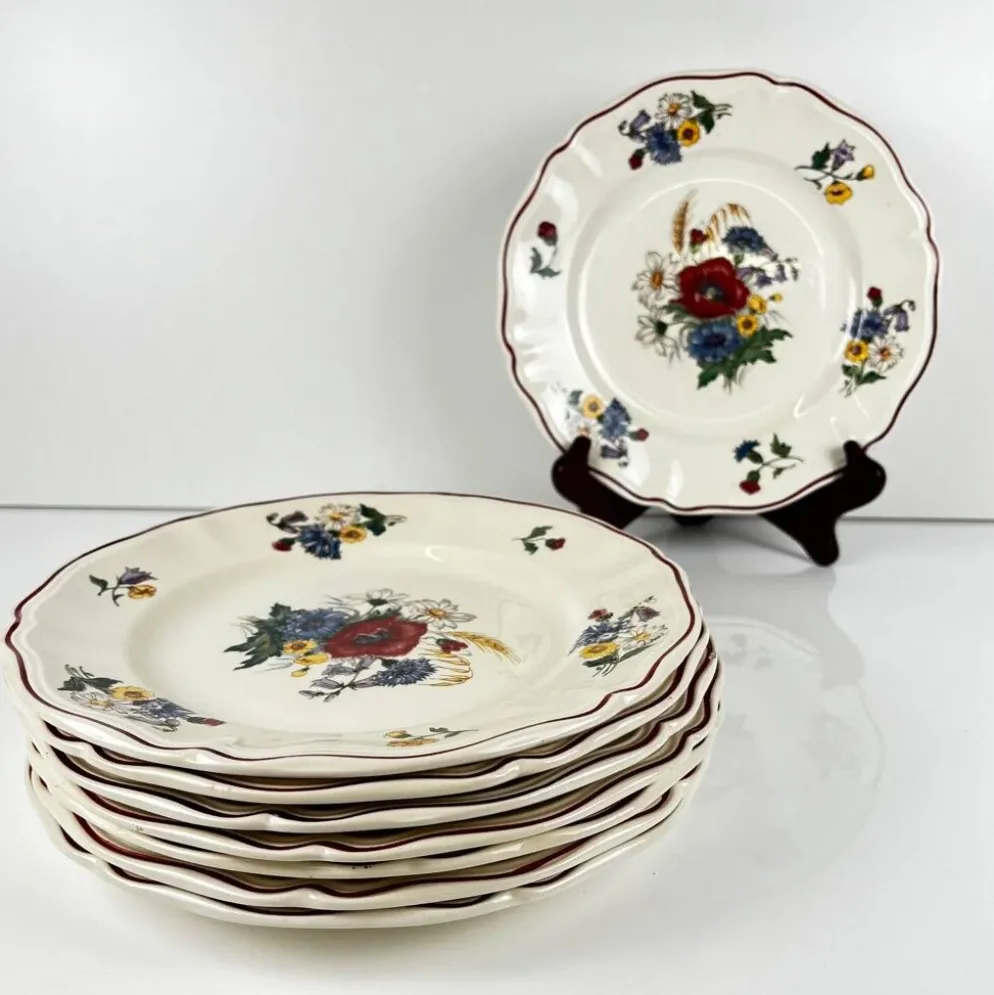 Lot de 8 assiettes plates "Agreste" Sarreguemines, XXe s.