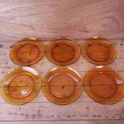 Lot de 6 assiettes plates ambrées Duralex
