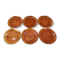 Lot de 6 assiettes plates ambrées Duralex