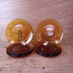 Lot de 6 assiettes plates ambrées Duralex