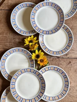 Lot de 8 assiettes plates anciennes - Robinson de Badonvillier