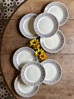 Lot de 8 assiettes plates anciennes - Robinson de Badonvillier