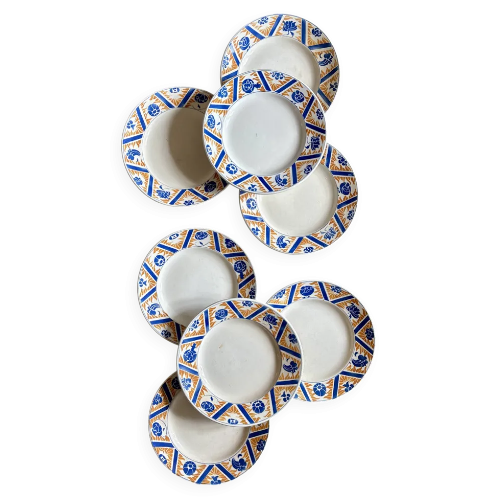Lot de 8 assiettes plates anciennes - Canada de Moulin des Loups