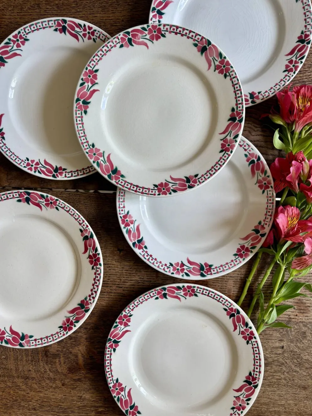 Lot de 6 assiettes plates anciennes - Saint Amand Céranord