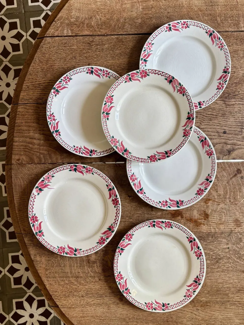 Lot de 6 assiettes plates anciennes - Saint Amand Céranord