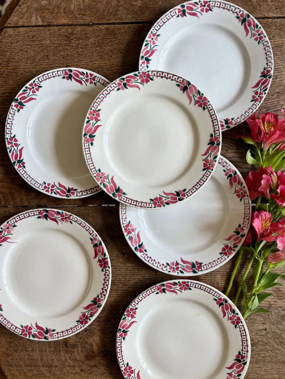 Lot de 6 assiettes plates anciennes - Saint Amand Céranord
