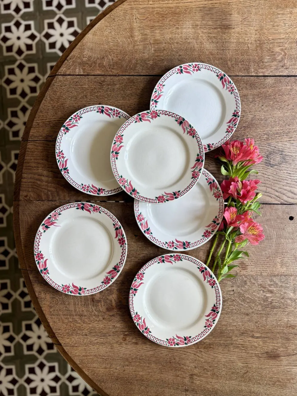 Lot de 6 assiettes plates anciennes - Saint Amand Céranord