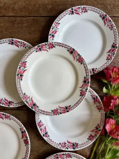 Lot de 6 assiettes plates anciennes - Saint Amand Céranord
